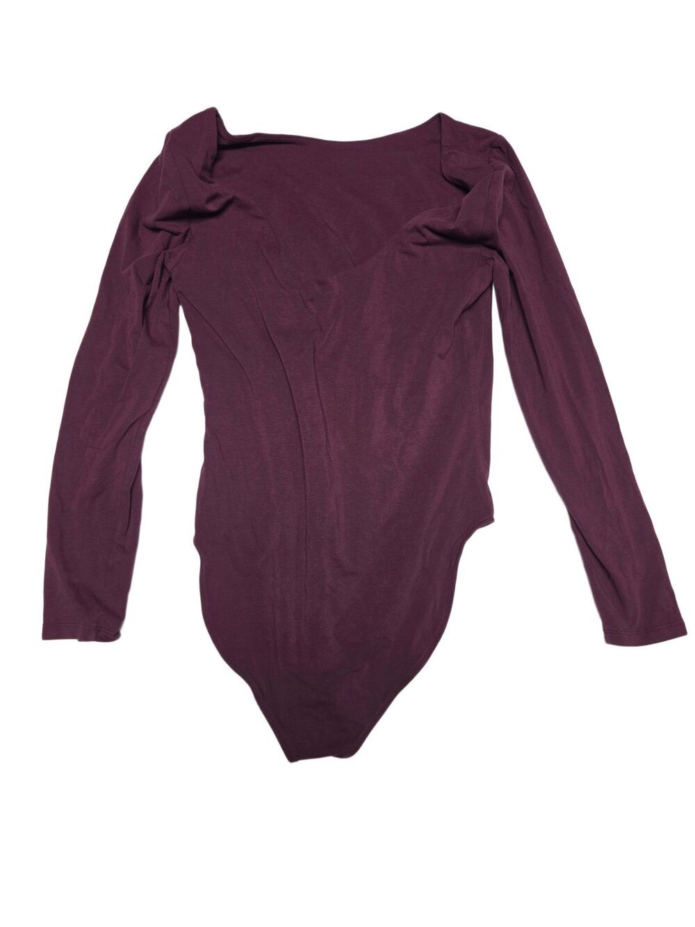 Old Navy Women Burgundy Plum Long Sleeve Bodysuit Top Size L